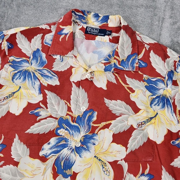 Polo Ralph Lauren Shirt Mens XL Hawaiian Floral Short Sleeve Vintage Style Casua - Picture 1 of 9